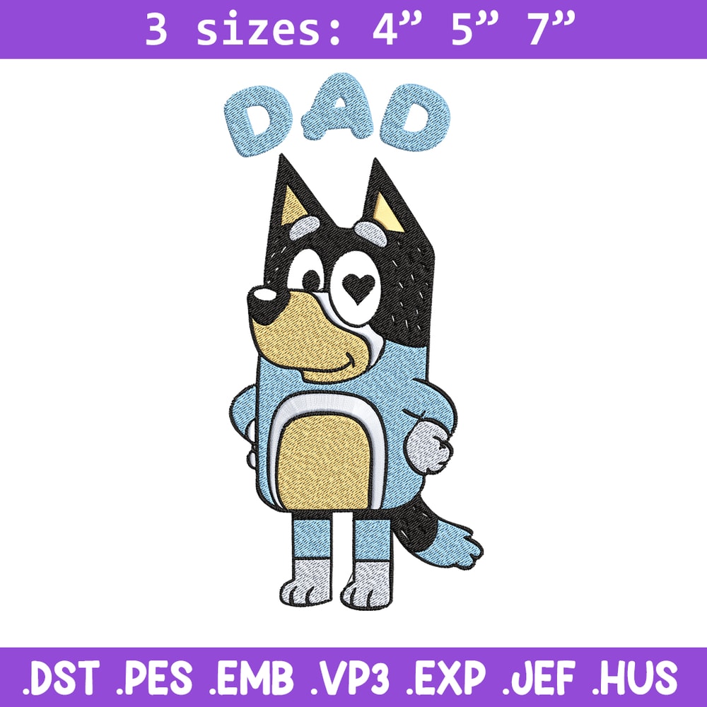 Bluey Dad Embroidery, Bandit Heeler Embroidery, Embroidery File, cartoon design, cartoon shirt, Digital download..jpg