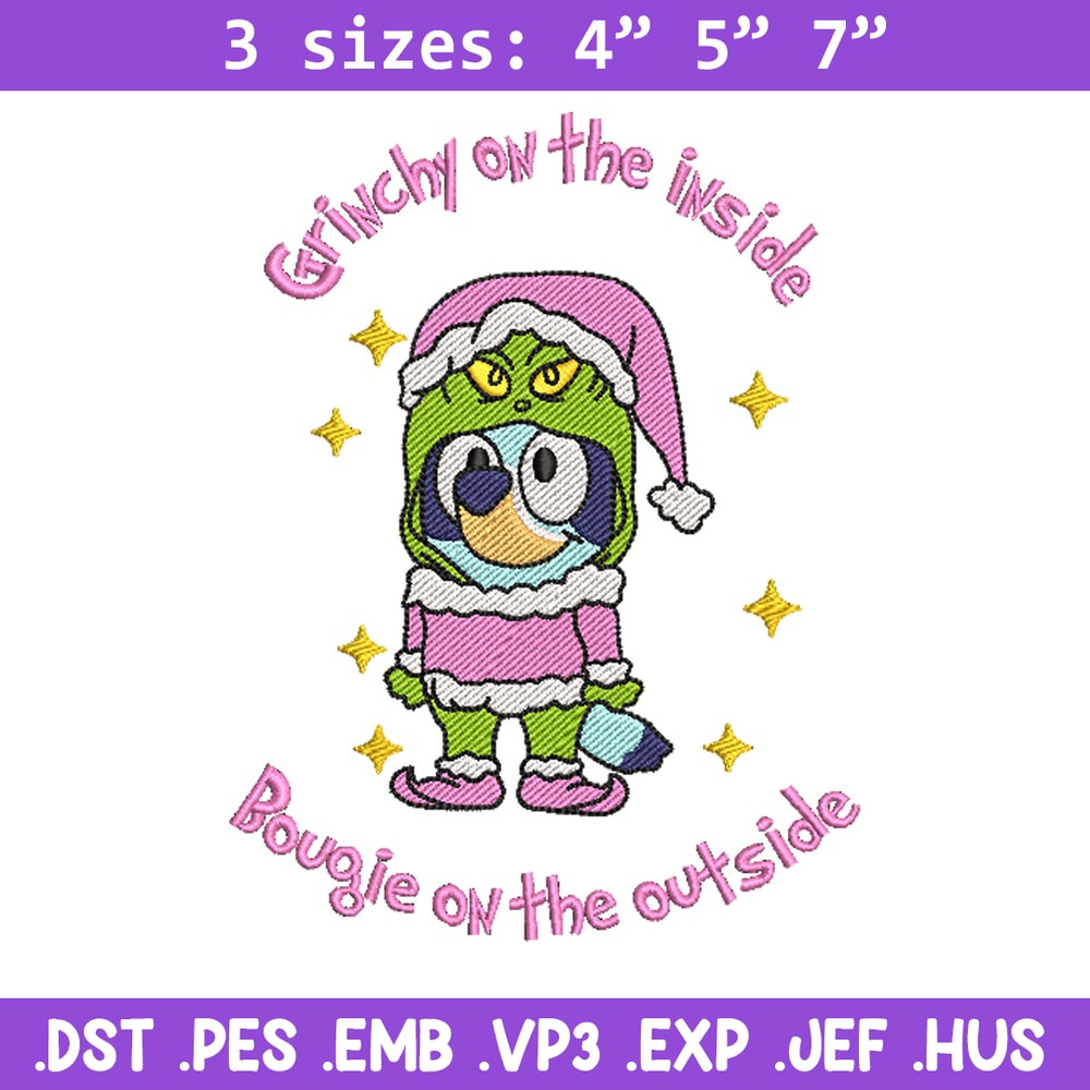 Bluey grinchy embroidery design, Bluey embroidery, Chrismas design, Embroidery file, Embroidery shirt,Digital download.jpg