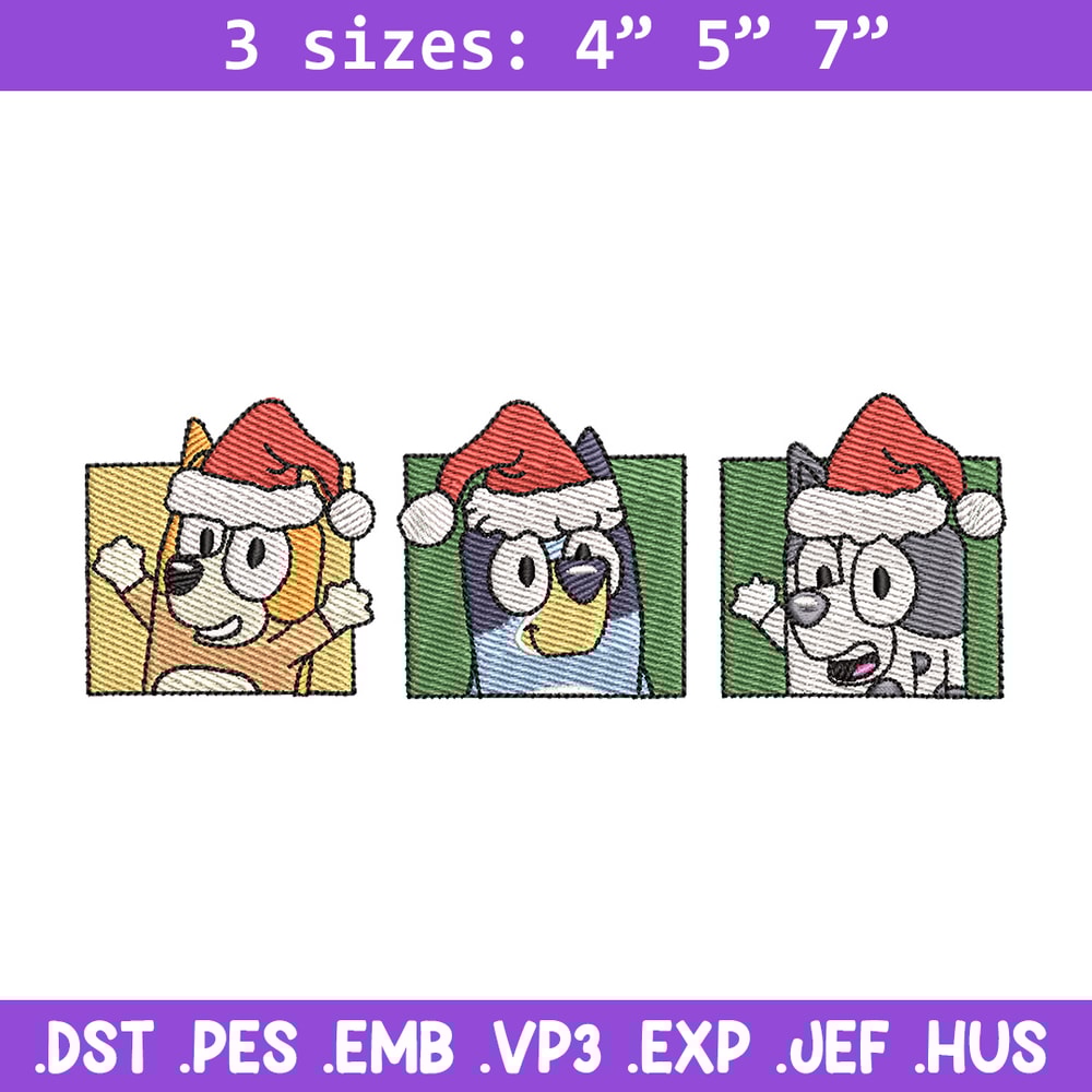 Bluey poster embroidery design, Bluey embroidery, Chrismas design, Embroidery file, Embroidery shirt,Digital download.jpg