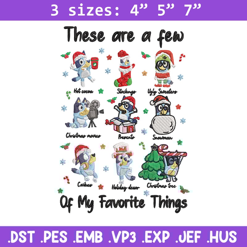 Bluey sticker Embroidery Design, Bluey Embroidery, Embroidery File, Chrismas Embroidery, Anime shirt, Digital download.jpg