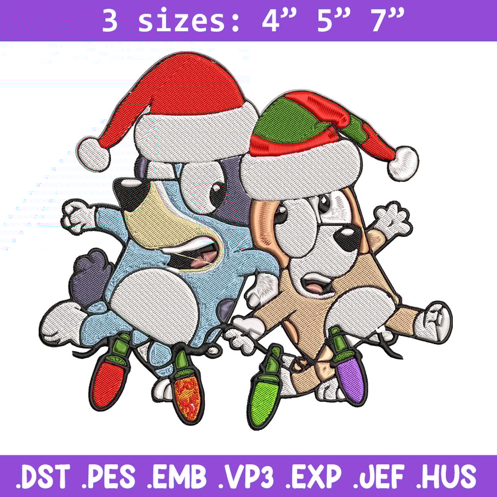 Bluey x Bingo Embroidery Design, Bluey Embroidery, Embroidery File, Chrismas Embroidery, Anime shirt, Digital download..jpg