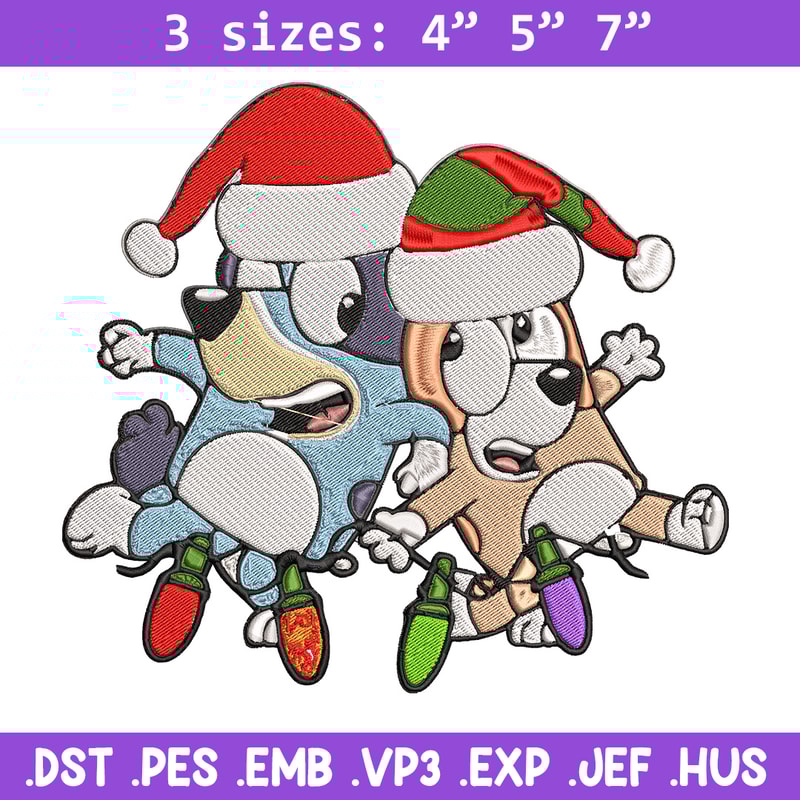 Bluey x Bingo Embroidery Design, Bluey Embroidery, Embroidery File, Chrismas Embroidery, Anime shirt, Digital download..jpg