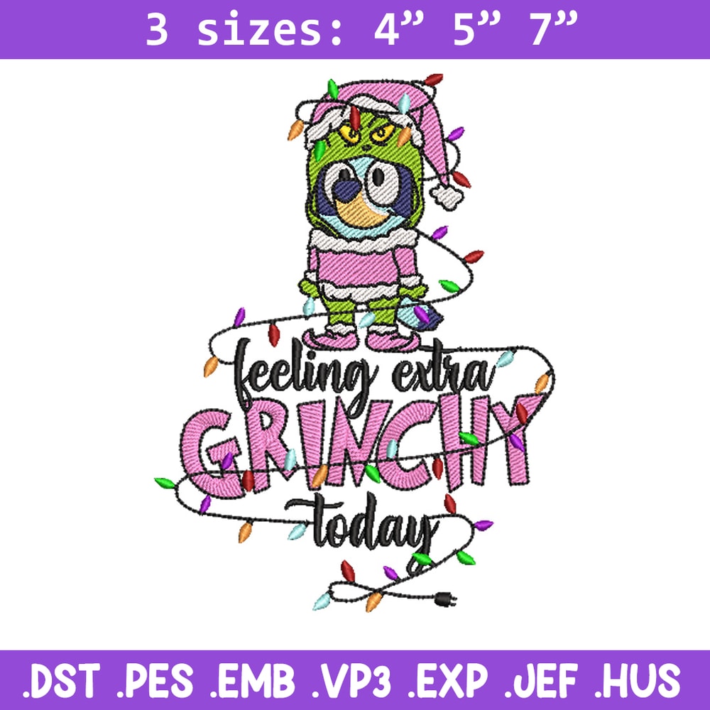 Bluey x grinch embroidery design, Bluey embroidery, Chrismas design, Embroidery file, Embroidery shirt, Digital download.jpg