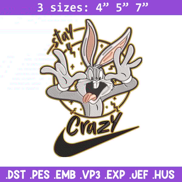 Bugs Bunny Embroidery Design, Looney Tunes Embroidery, Embroidery File, Nike Embroidery, Anime shirt, Digital download.jpg
