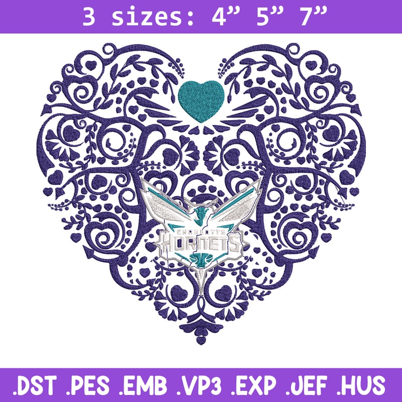 Charlotte Hornets heart embroidery design, NBA embroidery, Sport embroidery, Embroidery design, Logo sport embroidery..jpg
