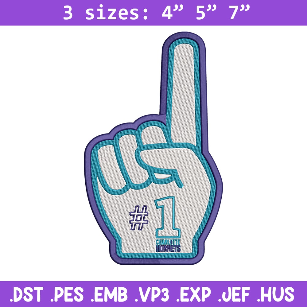 Charlotte Hornets NO 1 embroidery design, NBA embroidery, Sport embroidery, Embroidery design, Logo sport embroidery.jpg