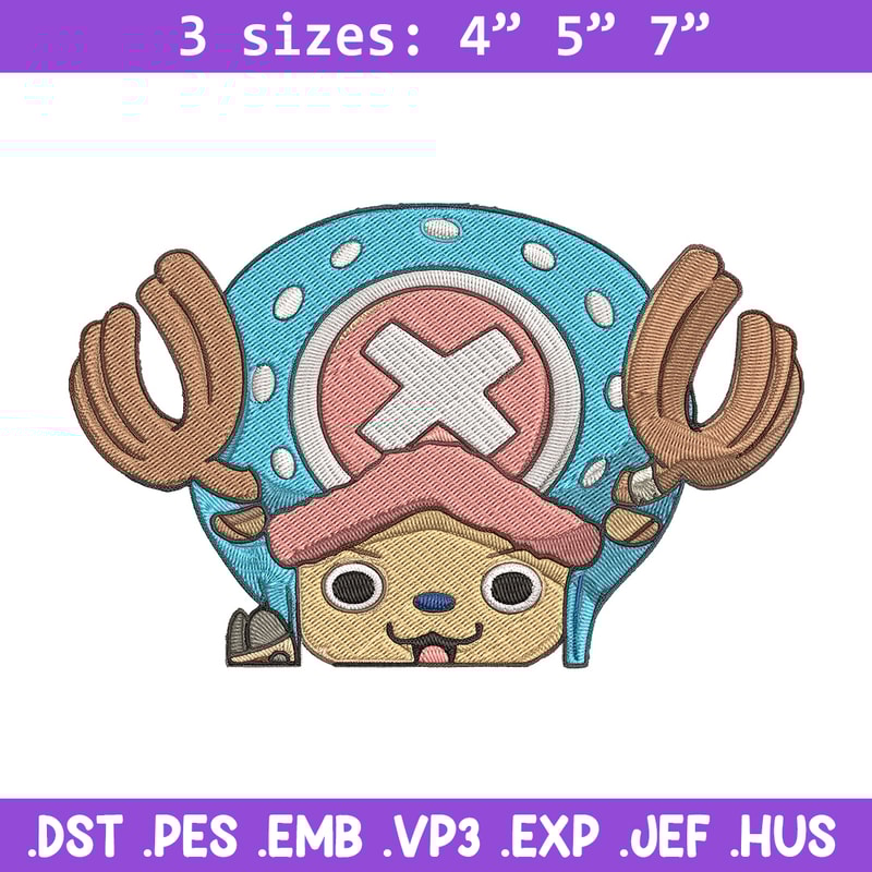 Chopper Peeker Embroidery Design, One piece Embroidery, Embroidery File, Anime Embroidery, Anime shirt, Digital download.jpg