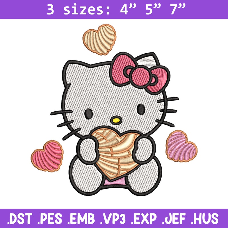 Concha Hello Kitty Embroidery Design, Hello Kitty cartoon Embroidery, Embroidery File, Cartoon shirt, Digital download..jpg