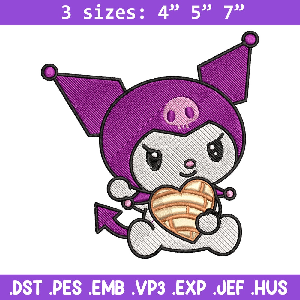 Concha Kuromi Embroidery Design, Kuromi cartoon Embroidery, Embroidery File, Cartoon shirt, Digital download..jpg
