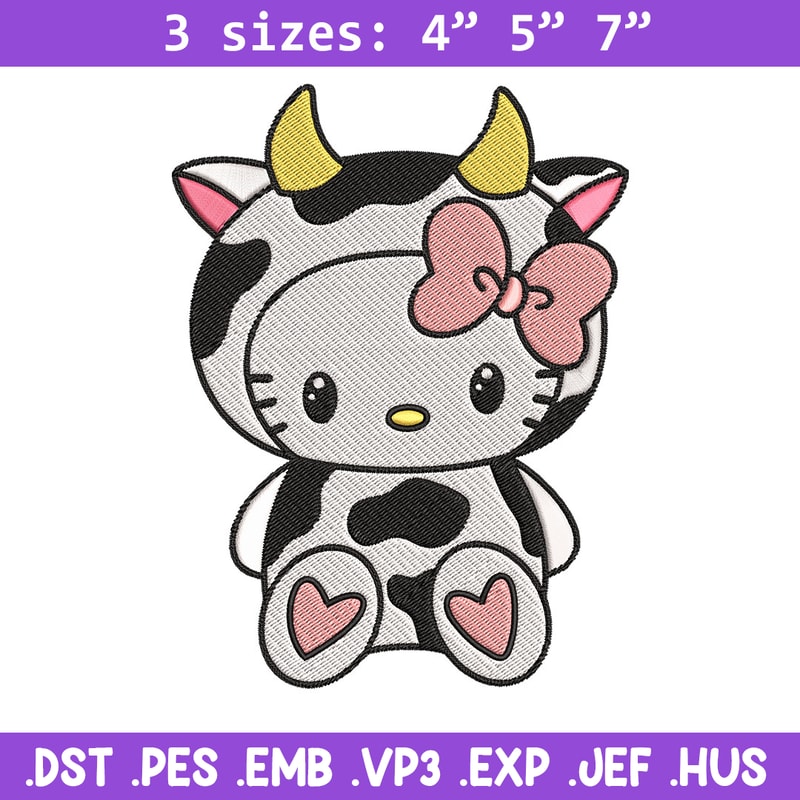 Cow Hello Kitty Embroidery Design, Hello Kitty Embroidery, Embroidery File, Cartoon shirt, Digital download..jpg
