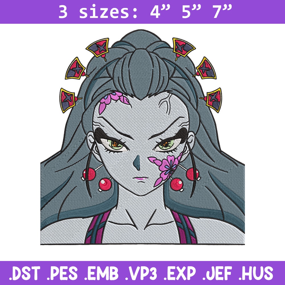 Daki face Embroidery Design, Demon slayer Embroidery, Embroidery File, Anime Embroidery, Anime shirt, Digital download.jpg