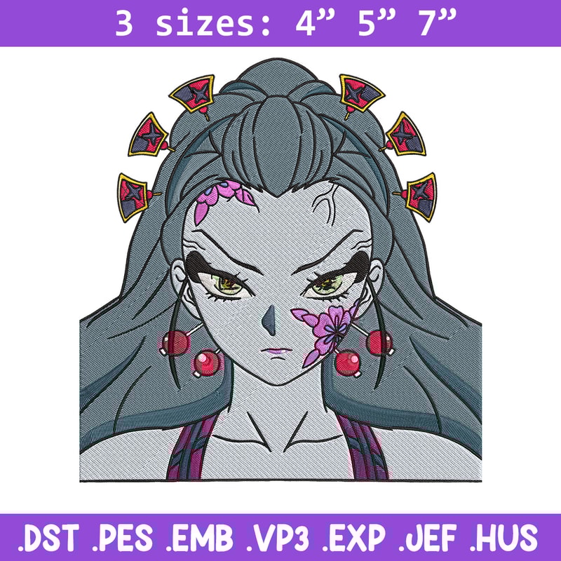 Daki face Embroidery Design, Demon slayer Embroidery, Embroidery File, Anime Embroidery, Anime shirt, Digital download.jpg
