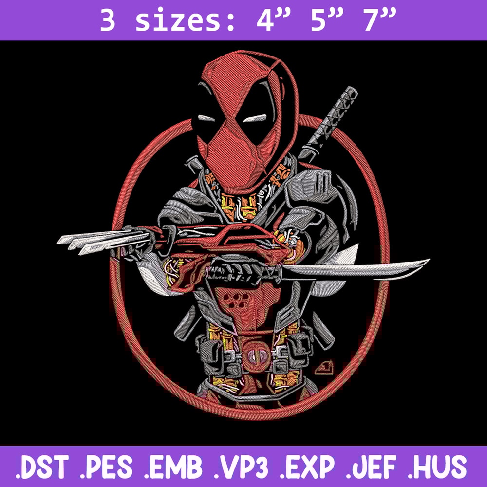 Deadpool circle Embroidery Design, Deadpool Embroidery, Embroidery File, Anime Embroidery, Anime shirt, Digital download.jpg