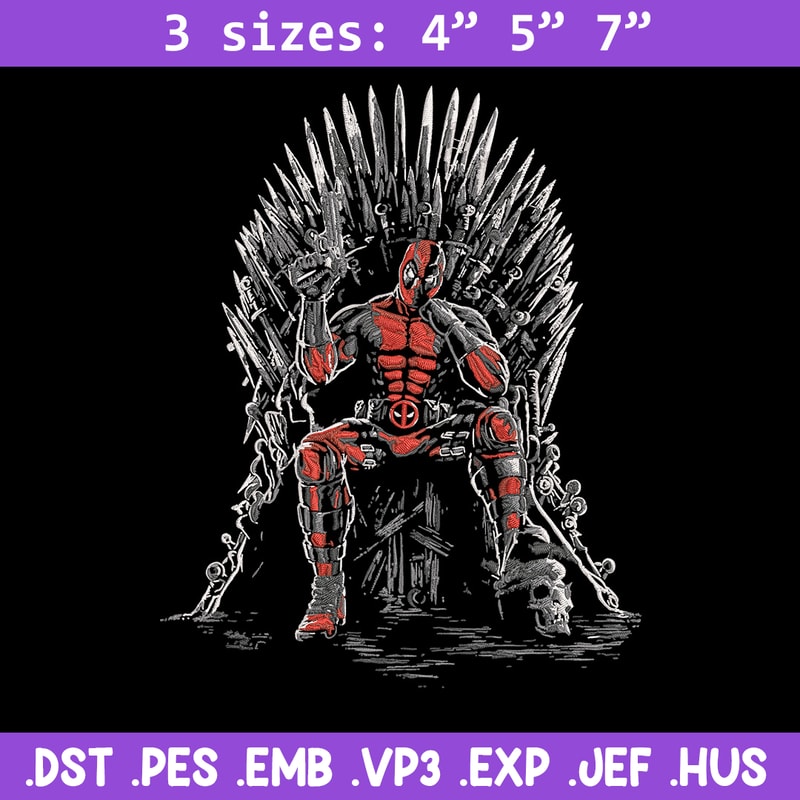 Deadpool king Embroidery Design, Deadpool Embroidery, Embroidery File, Anime Embroidery, Anime shirt, Digital download.jpg