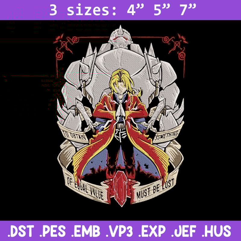 Edward Elric Embroidery Design, Fullmetal Embroidery,Embroidery File,Anime Embroidery, Anime shirt, Digital download.jpg