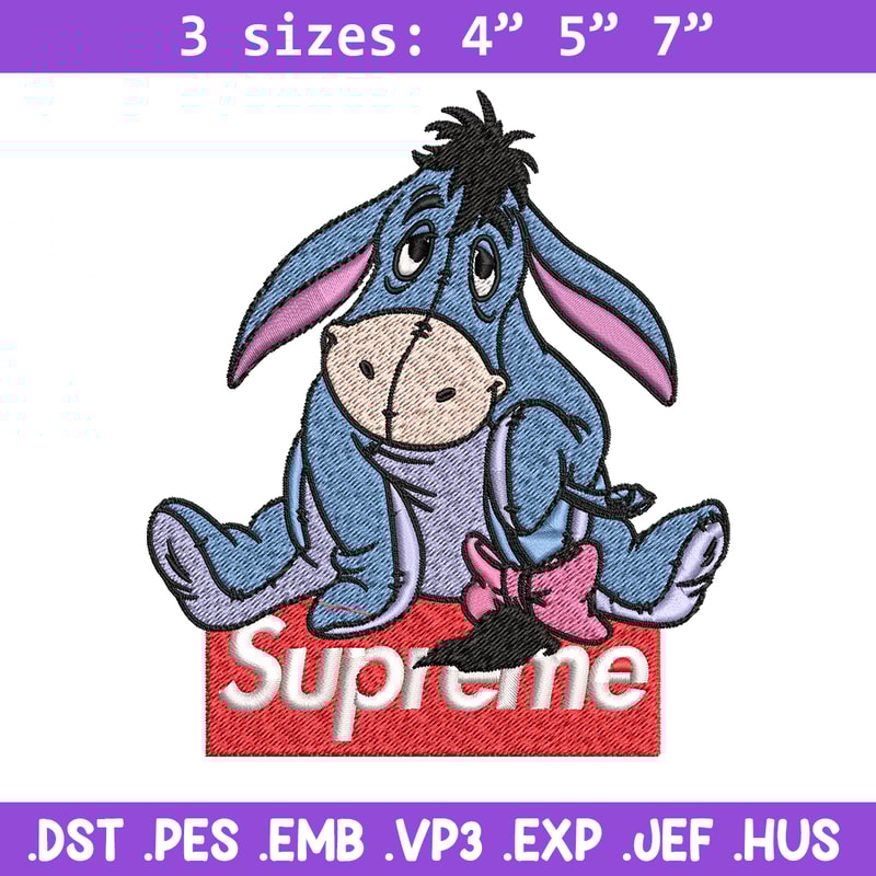 Eeyore Supreme Embroidery design, Eeyore Supreme Embroidery, cartoon design, Embroidery File, Instant download..jpg