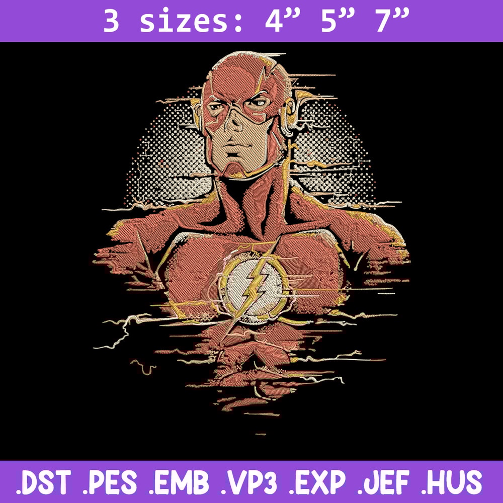 Flash poster Embroidery Design, DC comics Embroidery, Embroidery File, Anime Embroidery, Anime shirt, Digital download.jpg