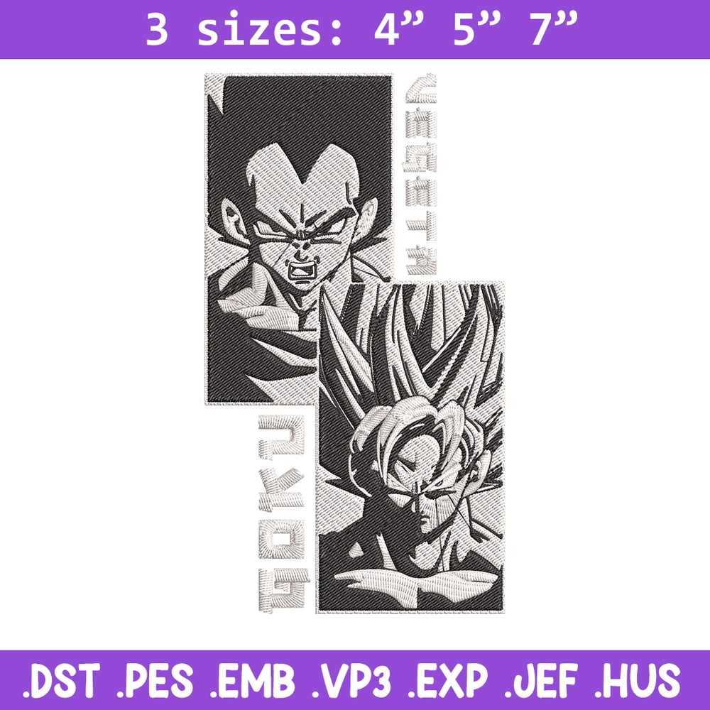 Goku x Vegeta Embroidery Design, Dragonball Embroidery, Embroidery File, Anime Embroidery, Anime shirt, Digital download.jpg