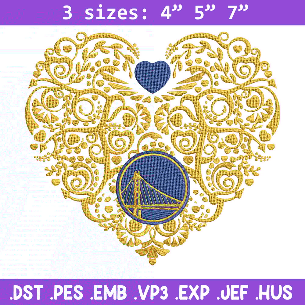 Golden State Warriors heart embroidery design, NBA embroidery,Sport embroidery, Embroidery design,Logo sport embroidery.jpg
