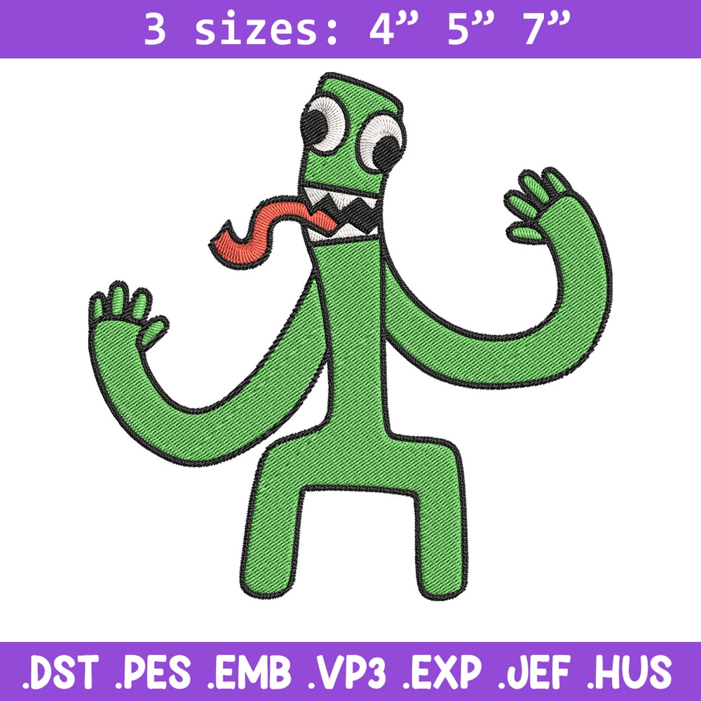 Green Rainbow Embroidery Design, Rainbow Friends Embroidery, Embroidery File, Anime Embroidery, Digital download..jpg