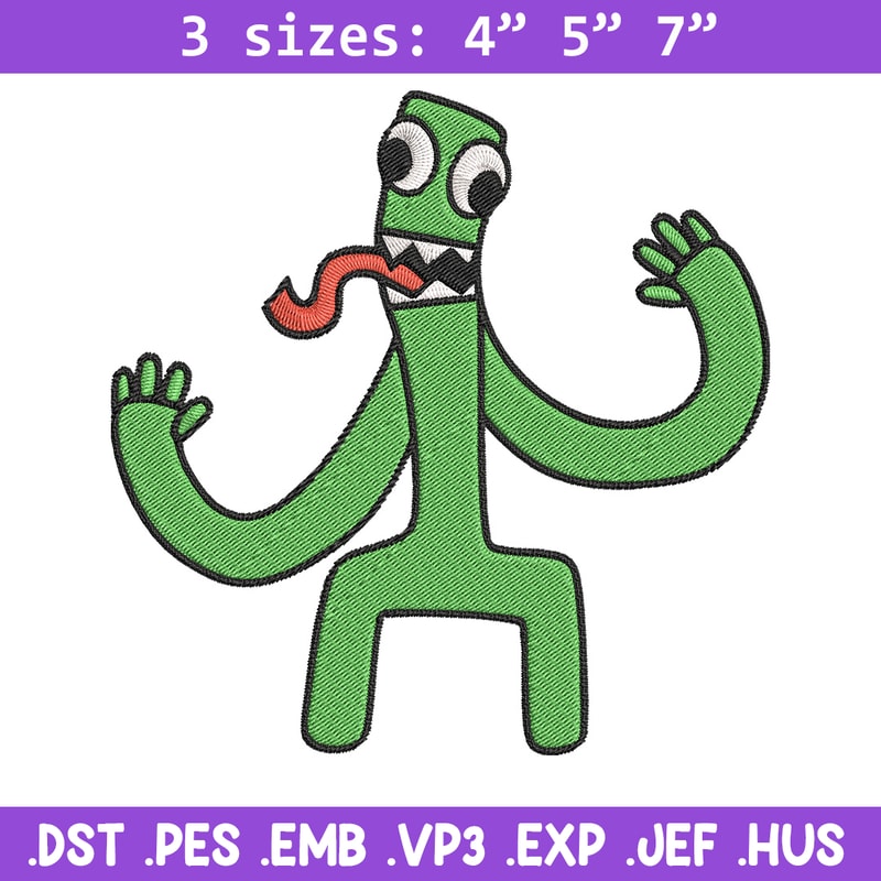 Green Rainbow Embroidery Design, Rainbow Friends Embroidery, Embroidery File, Anime Embroidery, Digital download..jpg