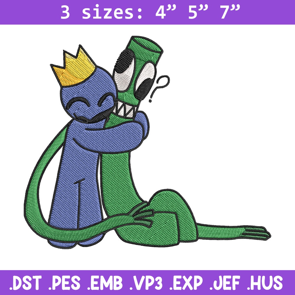 Green x blue Rainbow Embroidery Design, Rainbow Friends Embroidery, Embroidery File, Anime Embroidery, Digital download.jpg