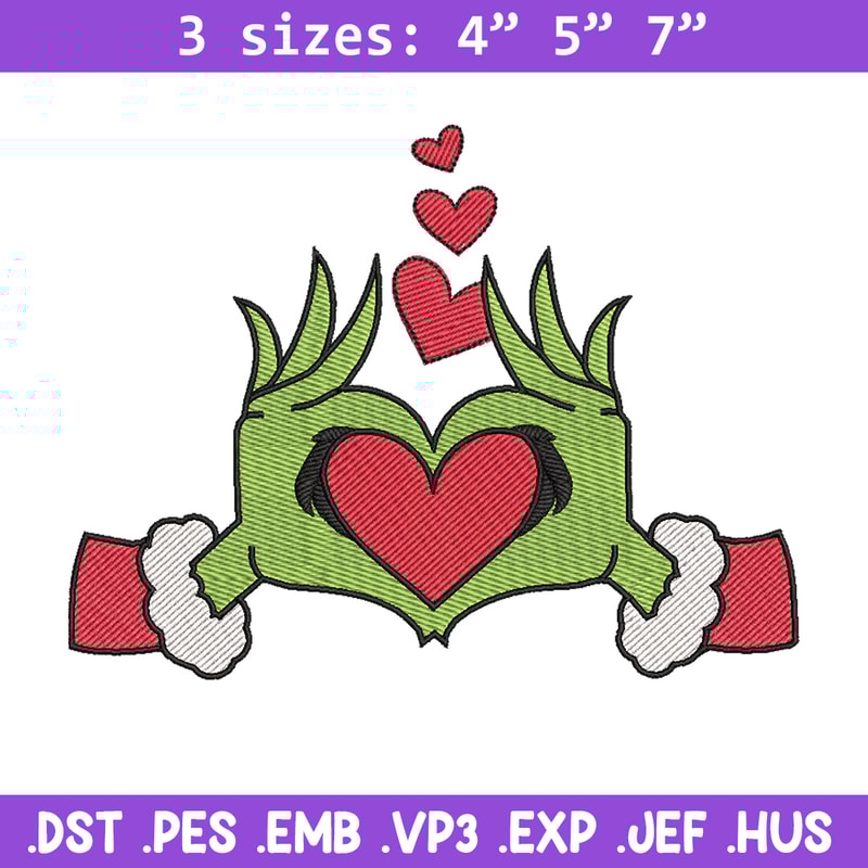 Grinch love embroidery design, Grinch embroidery, Chrismas design, Embroidery shirt, Embroidery file, Digital download.jpg