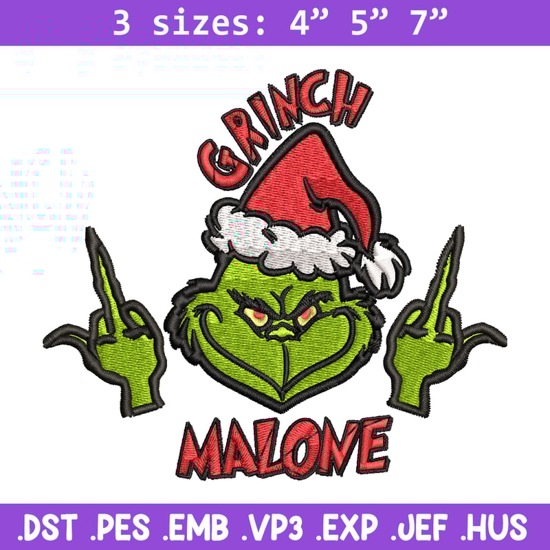 Grinch Middle Finger Embroidery design, Grinch christmas Embroidery, Embroidery File, Grinch design, Instant download..jpg
