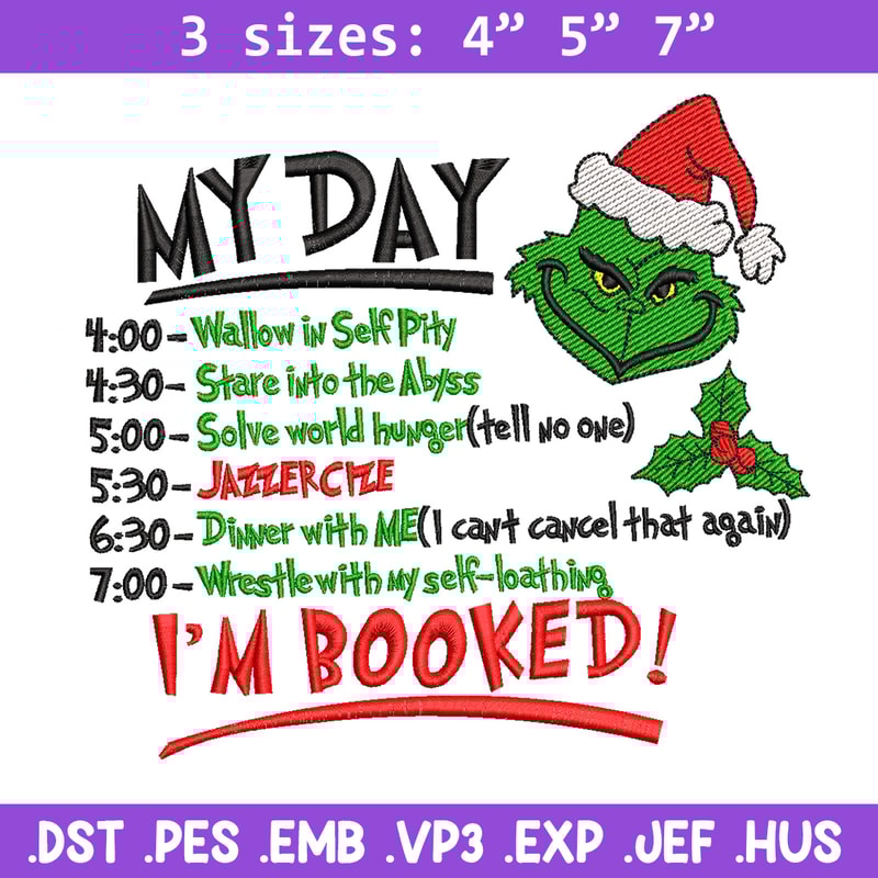 Grinch my day embroidery design, Grinch embroidery, Chrismas design,Embroidery shirt, Embroidery file, Digital download.jpg