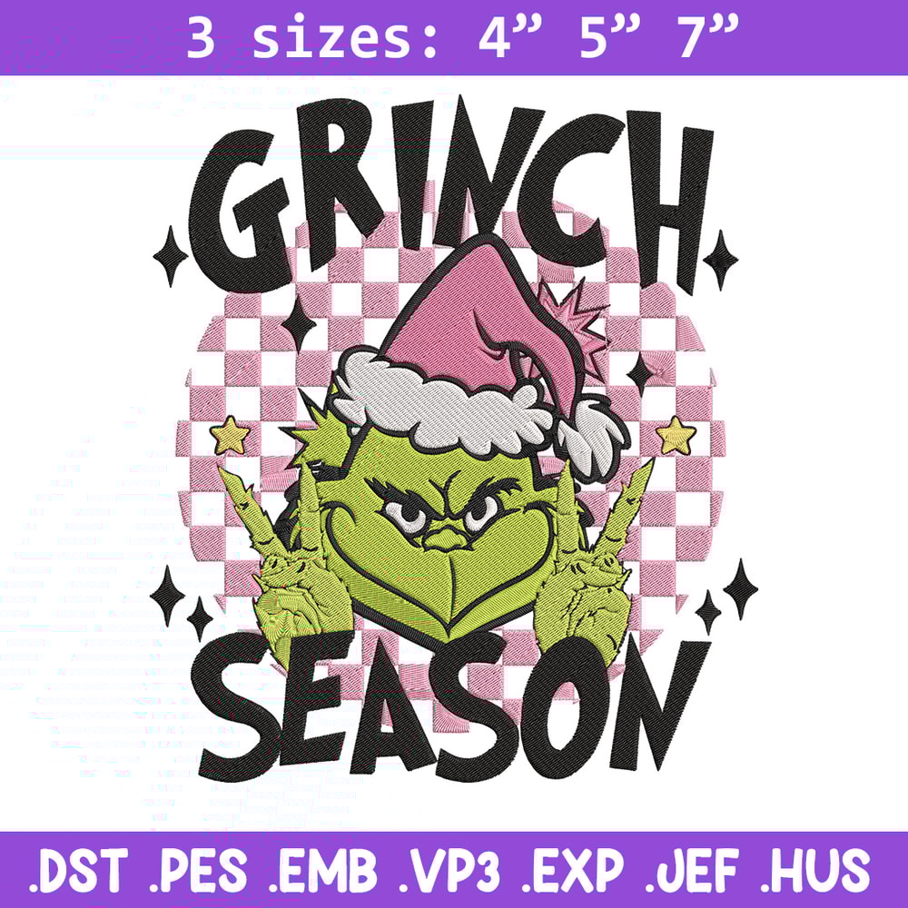 Grinchy season Embroidery Design, Grinch Embroidery, Embroidery File,Chrismas Embroidery, Anime shirt, Digital download.jpg