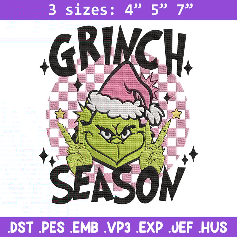 Grinchy season Embroidery Design, Grinch Embroidery, Embroidery File,Chrismas Embroidery, Anime shirt, Digital download.jpg