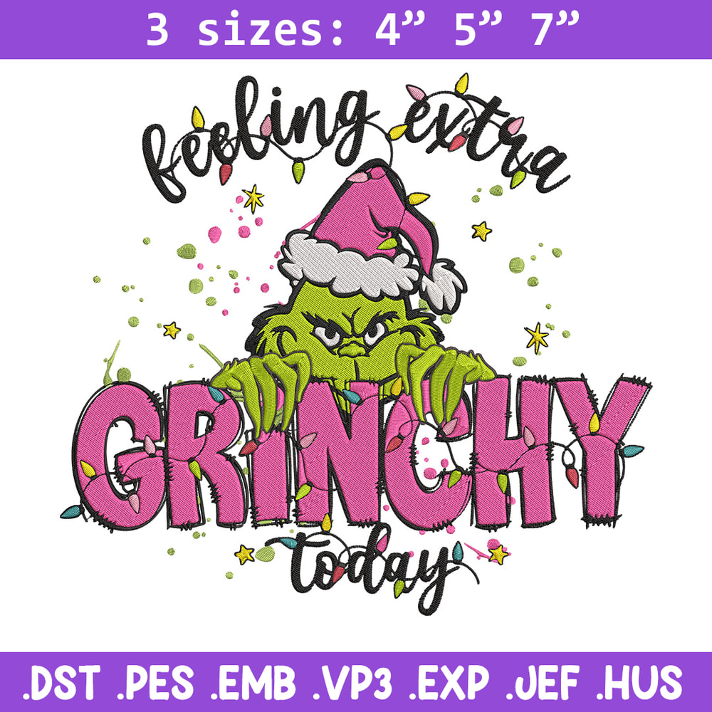 Grinchy today Embroidery Design, Grinch Embroidery, Embroidery File,Chrismas Embroidery, Anime shirt, Digital download.jpg
