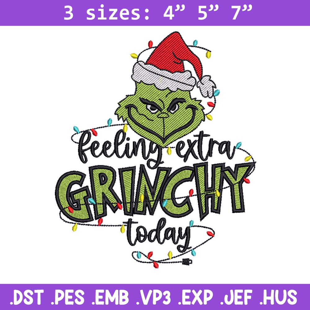 Grinchy today embroidery design,Grinch embroidery, Chrismas design, Embroidery shirt, Embroidery file, Digital download.jpg