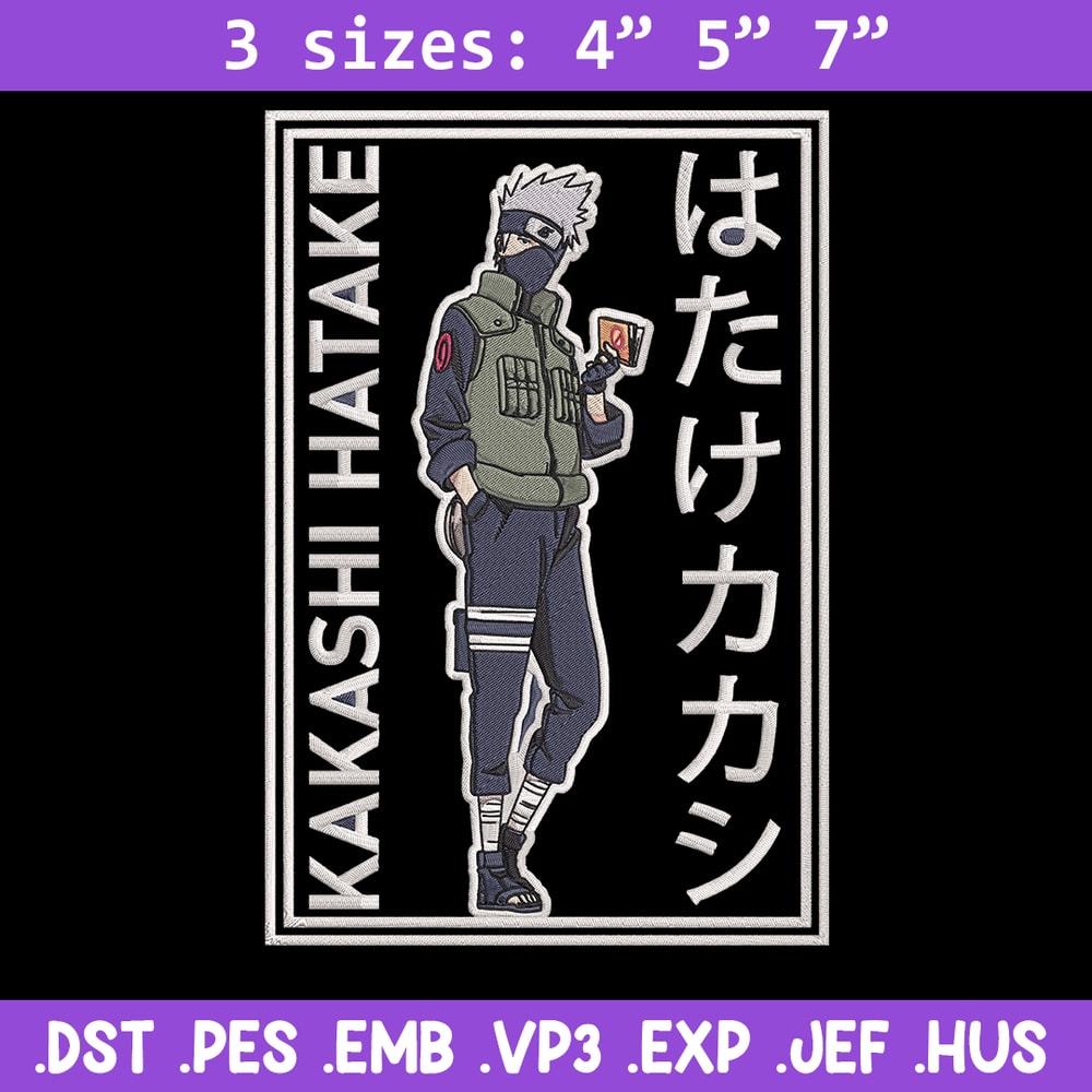 Hatake Kakashi Embroidery Design, Naruto Embroidery, Embroidery File, Anime Embroidery, Anime shirt,Digital download..jpg