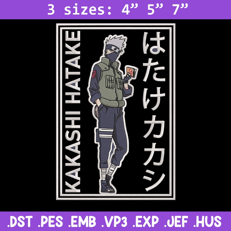 Hatake Kakashi Embroidery Design, Naruto Embroidery, Embroidery File, Anime Embroidery, Anime shirt,Digital download..jpg
