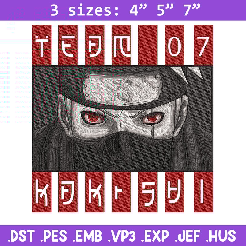 Hatake Kakashi Embroidery Design, Naruto Embroidery, Embroidery File, Anime Embroidery, Anime shirt,Digital download.jpg