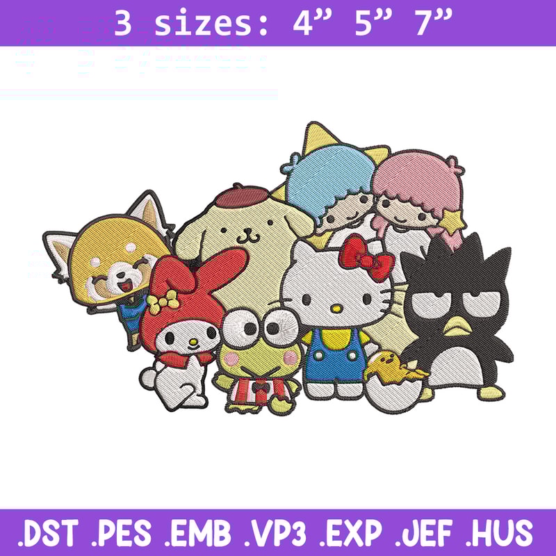 Hello Kitty friends Embroidery Design, Hello kitty Embroidery, Embroidery File, Anime Embroidery, Digital download.jpg