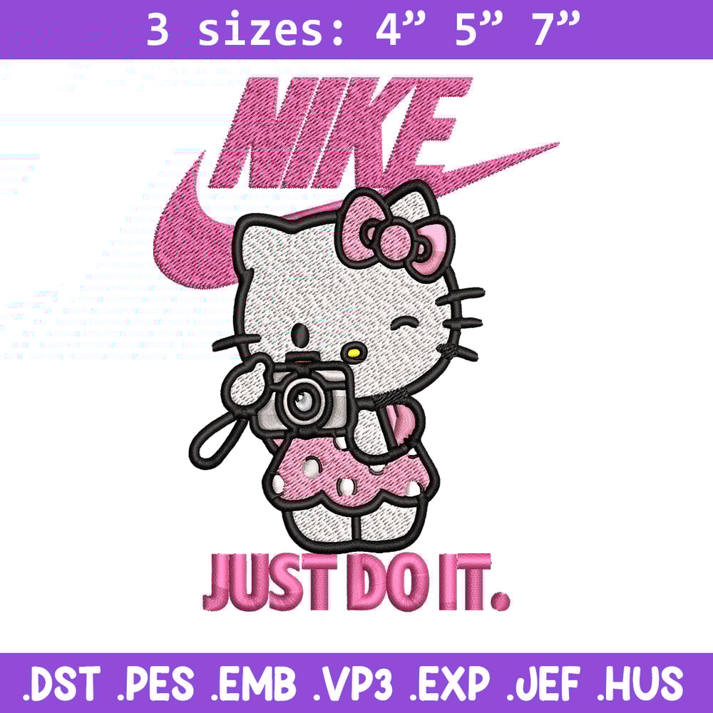 Hello kitty Nike Embroidery design, hello kitty cartoon, Embroidery, Nike design, Embroidery file, Instant download.jpg