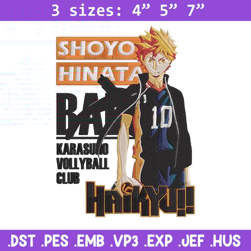 Hinata poster Embroidery Design, Haikyuu Embroidery, Embroidery File, Anime Embroidery, Anime shirt, Digital download.jpg