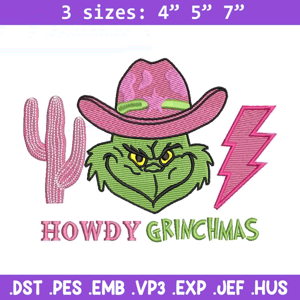 Howdy grinch embroidery design, Grinch embroidery, Chrismas design,Embroidery shirt, Embroidery file, Digital download.jpg