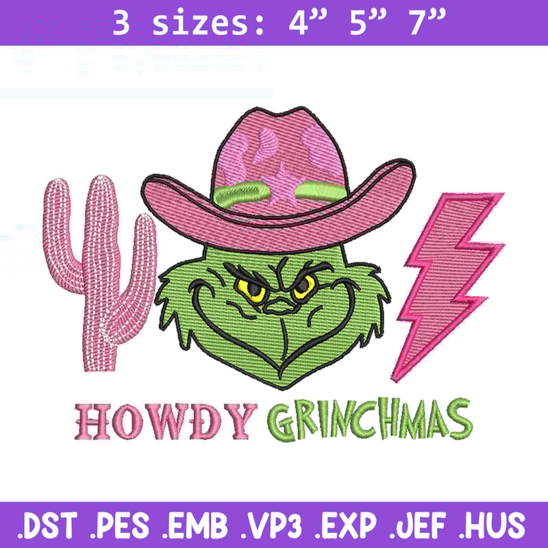 Howdy grinch embroidery design, Grinch embroidery, Chrismas design,Embroidery shirt, Embroidery file, Digital download.jpg