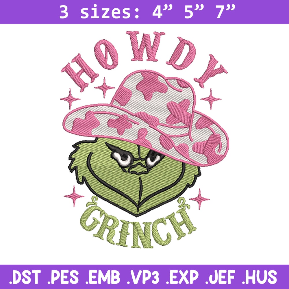 Howdy grinch embroidery design, Grinch embroidery,Chrismas design, Embroidery shirt, Embroidery file, Digital download.jpg