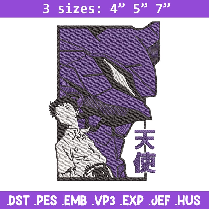 Ikari Shinji Embroidery Design, Evangelion Embroidery, Embroidery File, Anime Embroidery, Anime shirt, Digital download.jpg