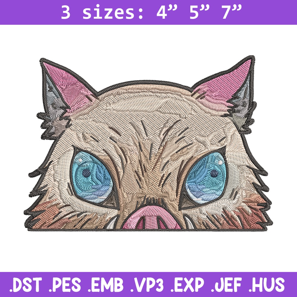 Inosuke Peeker Embroidery Design, Demon slayer Embroidery, Embroidery File, Anime Embroidery, Digital download..jpg