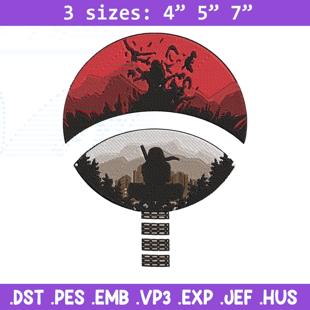 Itachi red moon Embroidery Design, Naruto Embroidery, Embroidery File, Anime Embroidery, Anime shirt, Digital download..jpg