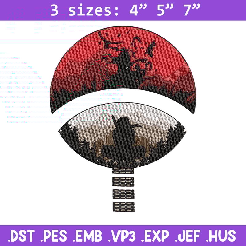 Itachi red moon Embroidery Design, Naruto Embroidery, Embroidery File, Anime Embroidery, Anime shirt, Digital download..jpg