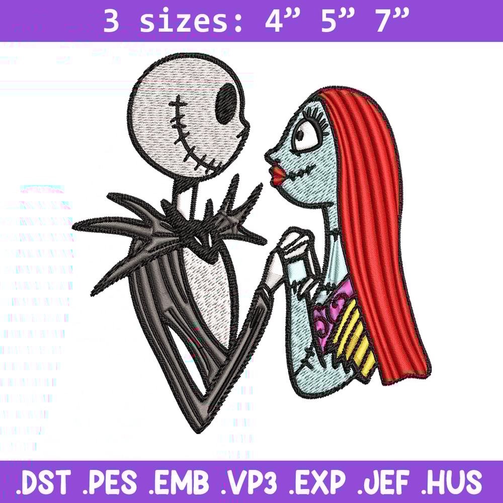 Jack and Sally love Embroidery design, Horror Embroidery, horror design, Embroidery File, logo shirt, Digital download..jpg