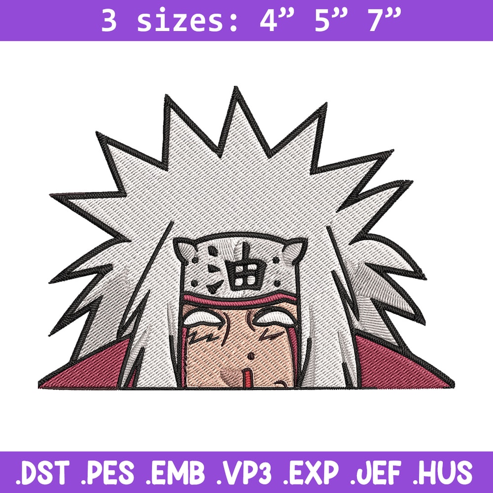 Jiraiya Peeker Embroidery Design, Naruto Embroidery, Embroidery File, Anime Embroidery, Anime shirt, Digital download.jpg