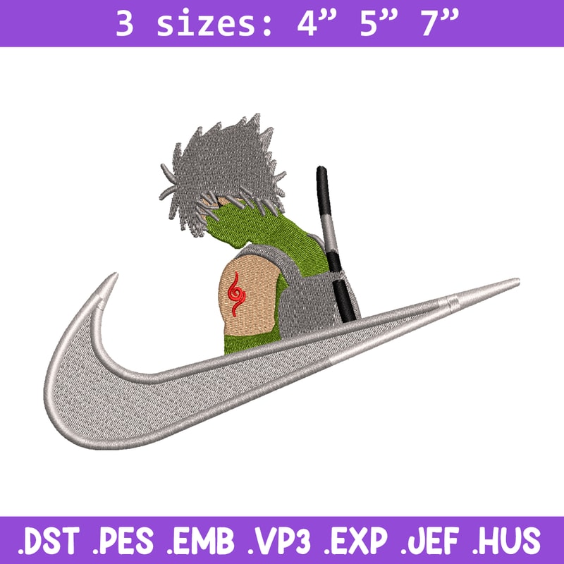 Kakashi Hatake Nike embroidery design, Naruto embroidery, nike design, anime design, anime shirt, Digital download.jpg