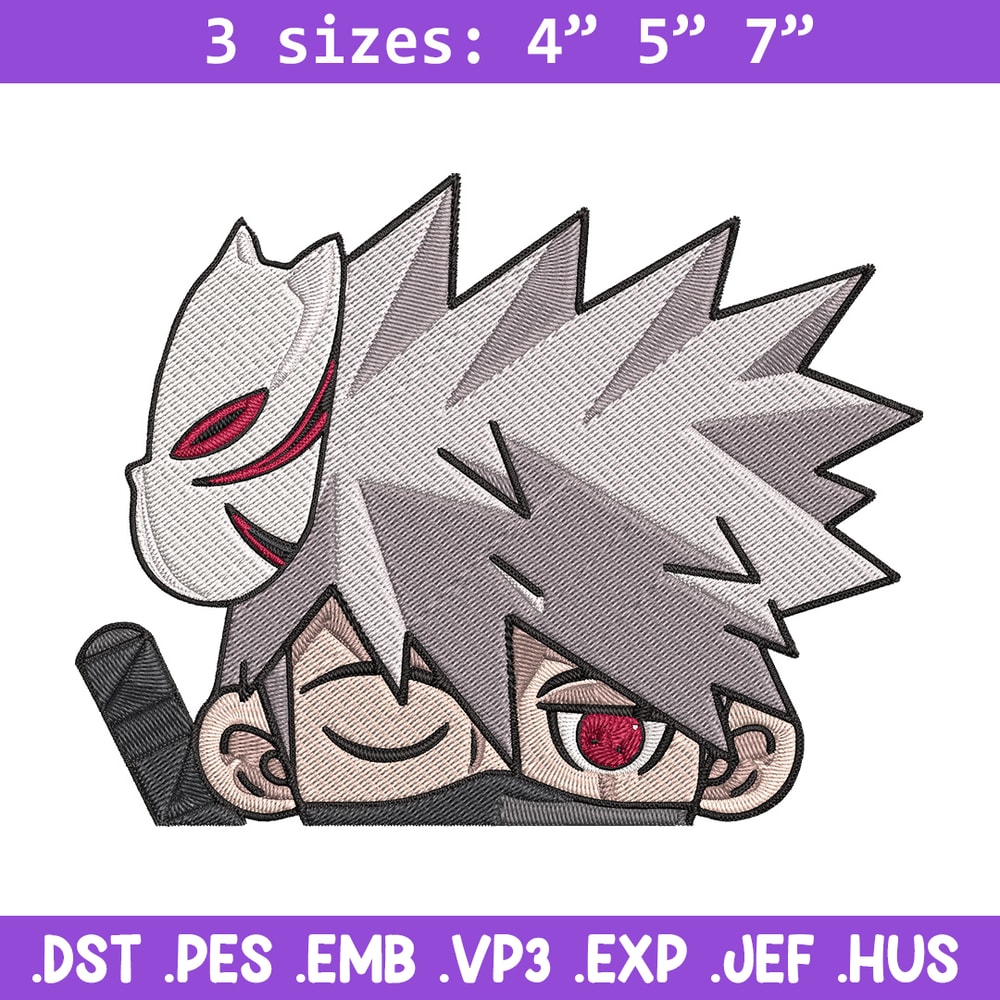 Kakashi Peeker Embroidery Design, Naruto Embroidery, Embroidery File, Anime Embroidery, Anime shirt, Digital download..jpg